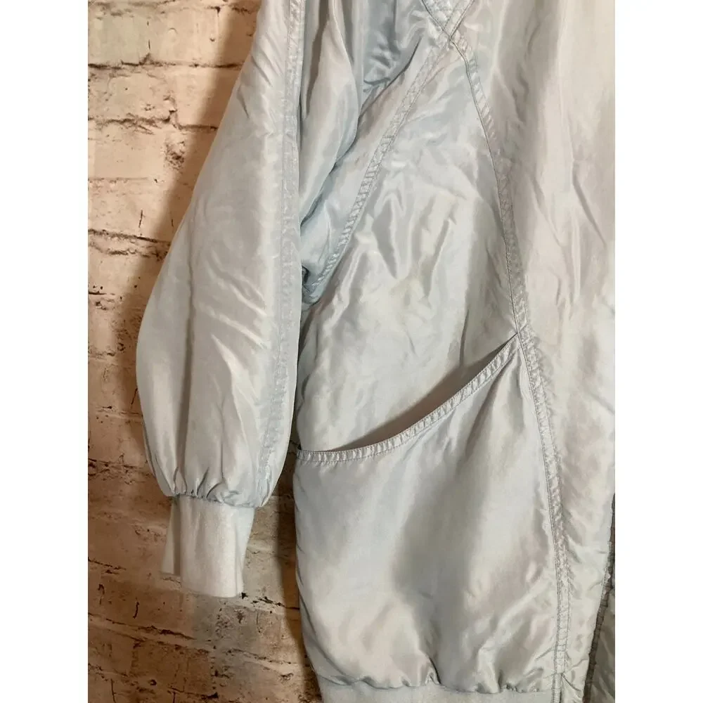 Vintage Ashton Cove Silk Jacket Women Medium Baby Icy Blue Zip Up Ultra Soft 80s
